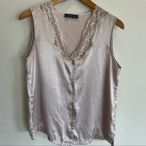 Vintage Halston lace & satin blouse
